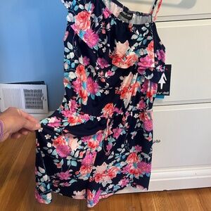 One shoulder ruffle girls romper